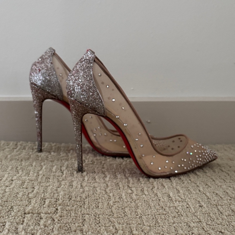 Christian Louboutin Silver Sparkly Heels